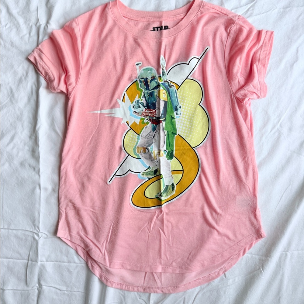 Star Wars Kids Pink Tee with Bounty Hunter Design